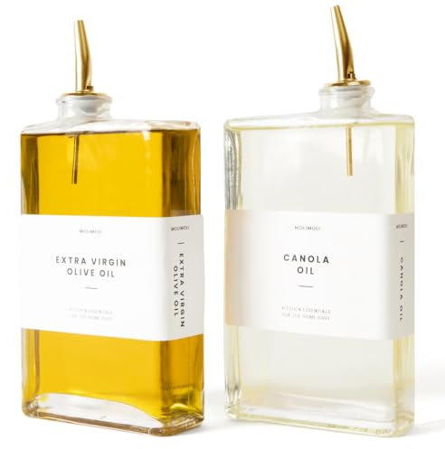 Molimoli Automatic Pourer Olive Oil Dispenser, Glass Thin Bottle for Kitchen, Set of 2 - Gold