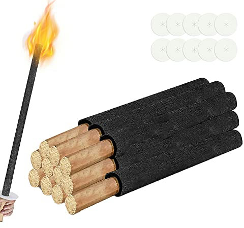 Yakimz Lot de 10 torches en cire - Durée de combustion : 100 min - Avec protection des mains - Poignée extra longue - Pour la randonnée nocturne - Feu de camp d'extérieur