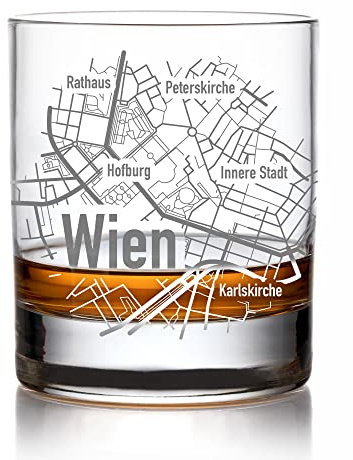 AMAVEL Vaso de whisky con grabado del mapa de la ciudad de Viena, vaso de whisky, regalo de Viena, accesorio de whisky, vaso de cristal con grabado, recuerdo de Viena, vasos de whisky, regalos para