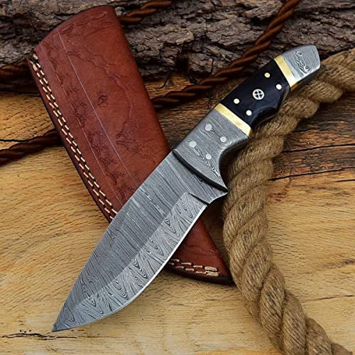 Damast Messer Damaszener Stahl Jagd Jagdmesser Knife Damascus Hunting 6145EA