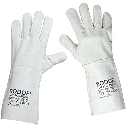 RODOPI Schweißerhandschuhe FIREWELD-Protect 1-10 paar Arbeitshandschuhe Gr. 8-11 Rindspaltleder EN 12477:A Schweißhandschuhe 33 cm für Damen und Herren (1, 11)