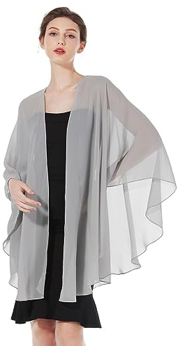 BEAUTELICATE Chal Mujer Fiesta Capa Poncho Gasa Estola para Boda Elegante Suave Ligero Mantón Verano Primavera (Plata)