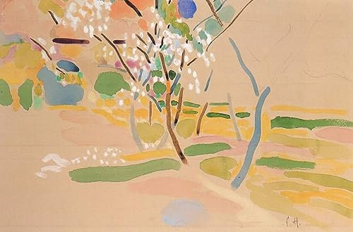 Leinwandbilder Bild Kunst Leinwand Malerei Ölgemälde Blühender Apfelbaum von Curt Herrmann für Wanddekoration 60x90cm