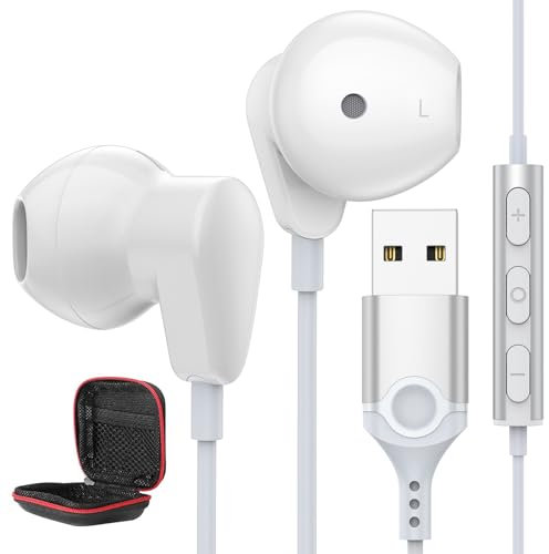 Auriculares PC para Portátil,USB Auriculares con Micrófono Cancelación Ruido Audifonos Gaming PC con Función Silencio Controles Audio Headset para Oficina Transmisión En Vivo PS 4 PS 5 Juegos Ligeros