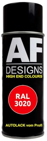 Alex Flittner Designs Spraydose RAL3020 VERKEHRSROT Spraydose glänzend | RAL Spraydose in 400 ml. Exaktes Farbergebniss nach RAL Norm. Leuchte Farben, Sehr schnelle Trockung und extrem lange