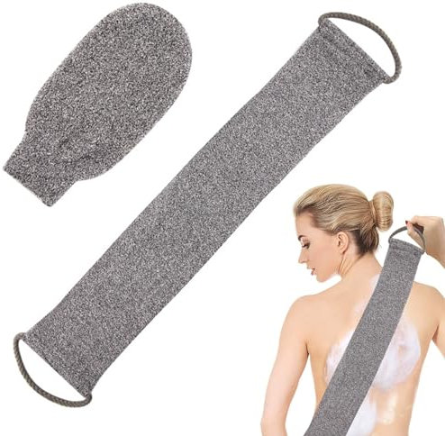 2 Stück Rückenschrubber für Dusche Bambusfaser Peeling Scrubber Schwamm, Peeling Handschuh, Dusche Rücken Schrubbertuch Luffa Schwamm für Rücken Körper Peeling Rückenbürste für Männer und Frauen
