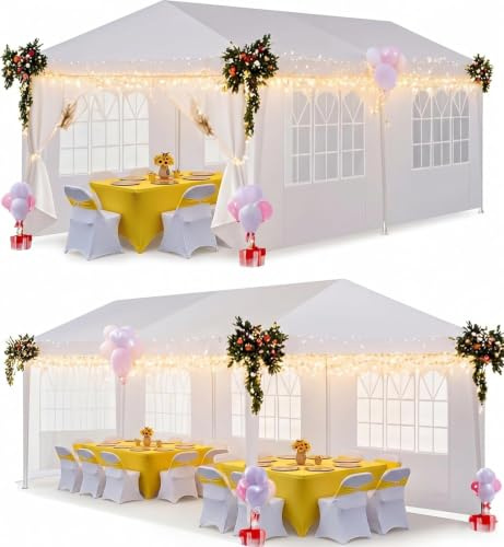 HOTEEL Pavillon 3x6 mit Seitenwnden, Faltpavillon 3x6 Wasserdicht Stabil Winterfest mit Tasche mit Rollen,4 Sandsäcke, Einfach Einzurichten Faltzelt für Outdoor-Party,Garten,Hochzeit,Event,Blau