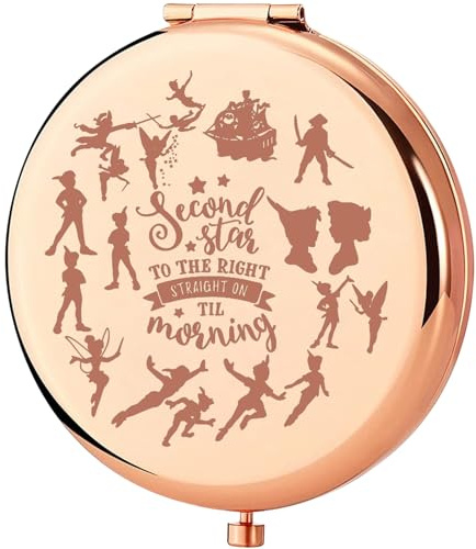 KEYCHIN Peter & Wendy Specchio tascabile Trilli per fan Regali Seconda stella a destra e dritto On'Til Morning Trilli Specchio compatto Fairy Pixie Merch (Second Star-RG)