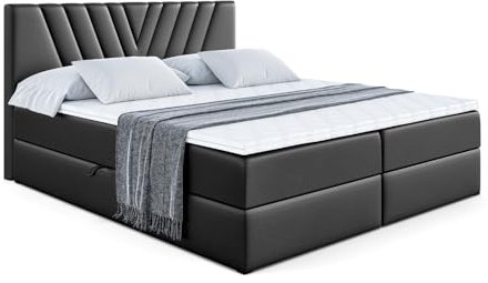 ALTDECOR Boxspringbett mit H4-Matratze ERNINA - 120x200 - Schwarz