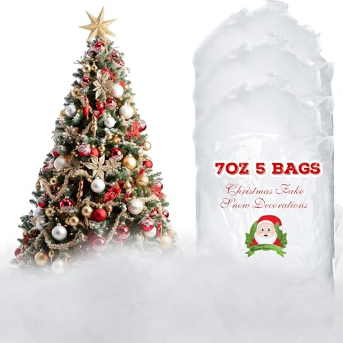 Tatuo Weihnachten Kunstschnee Künstliche Schnee Decke Faser Flauschig Schnee Gefälscht Indoor Schnee für Weihnachtsbaum Winter Mantel Dorf Deko, Einfache Weihnachtsdeko, 5,3 Unzen(5)