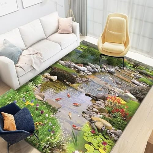 Kunsen 300X400CM Schlafzimmer Teppich Wohnzimmerdekoration, moderner Kurzflor-Innenraum, Flur, Gross Mehrfarbig Haus Dekoration Flokati
