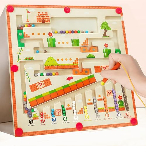 JIDAYOEU Labyrinthe Magnetique Enfant, Jouet Enfant 3 4 5 6 Ans, Jeux Montessori pour Enfant, Jeux Enfant 3 Ans, Tableaux de Tri pour L'apprentissage de L'association des Couleurs et du Comptage