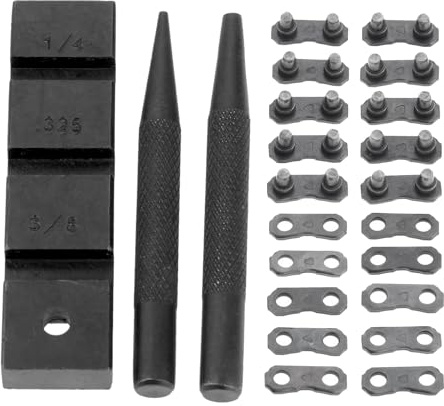 Mokassy 3 piezas interruptor motosierra mano reparación sierra cadena conjunto de herramientas reparación con 10 juegos 0,325 pulgadas reparación eslabones unión cadena motosierra