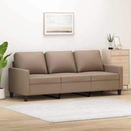 Willood 3 Sitzer Sofa Modern Couch Gästesofa fürs Wohnzimmer Schlafzimmer Gästezimmer Cappuccino-Braun 180 cm Kunstleder