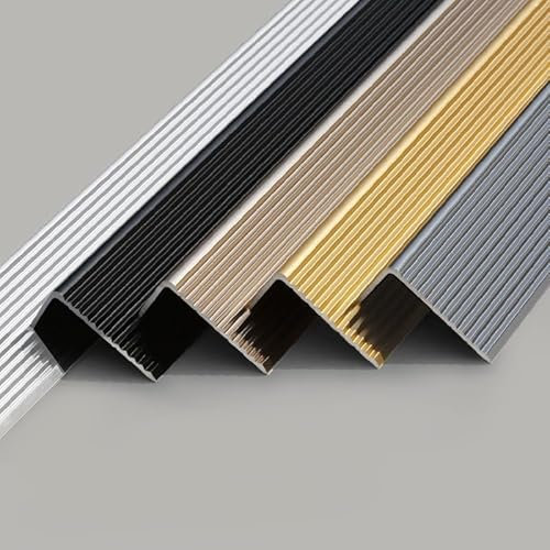GFYHTN Übergangsleiste Bodenleiste Aus Aluminium Besatzbreite 30mm/40mm/50mm/70mm/100mm, Treppenkantenprofil Treppenprofil L-Form 90cm Für Parkett Und Laminat, rutschfest(Brass,W40mm)