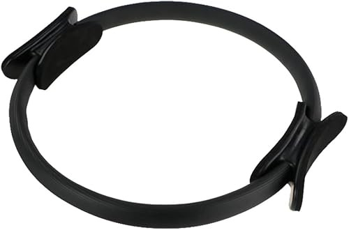DUANxiaoyanK Anello per pilates, doppio manico, anello per pilates, yoga, anello per allenamento di resistenza, cerchio magico per fitness, per allenamento di base (nero)