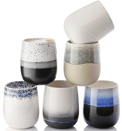 Sänger Siena | Premium Kaffeebecher 6 Personen, Steingut Kaffeetassen Set, Teetassen spülmaschinen- & mikrowellenfest, Coffee Mug mehrfarbig 215 ml, Kaffeebecher handmade | PREMIUM COLLECTION