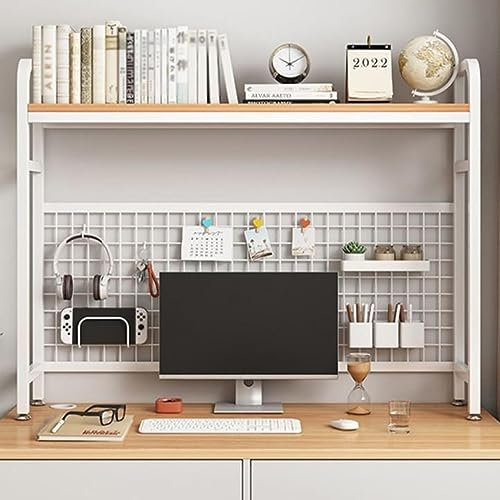GLMGBP Schreibtisch-Bücherregal aus Metall für Büro, Wohnheim, Schule – nur Schreibtischaufsatz – stilvolles, platzsparendes Design zum Ordnen von Büchern und Zubehör