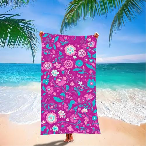 Telo Mare Pianta Asciugamano Microfibra Viola Grande 180 x 80 cm Asciugamano Palestra Uomo Telo Mare, Asciugatura Rapida, Assorbente, Antisabbia Leggero Stuoia Spiaggia per Palestra, Viaggi Nuoto 7C-2