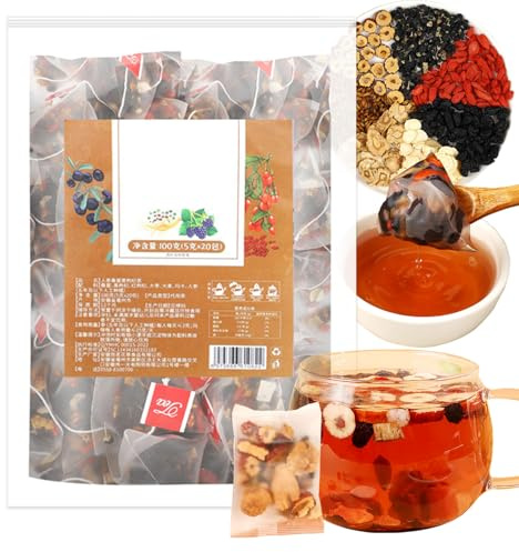 20/40/60 Beutel Ginseng Tee, Ginseng Wurzel-für die Niere, Ginsengs Goji Beeren Tee für Männer und Frauen (5g x 20 Beutel) (1Stück (5 g x 20 Beutel))