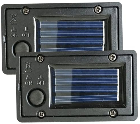 Muzrunq Solbatterier, 2 st vattentät batterilåda, ersättande delar för solljus, 2,8 x 1,6 tum, lykta, ersättningstopp, med ljussensor, gör-det-själv, trädgårdssats för utomhus