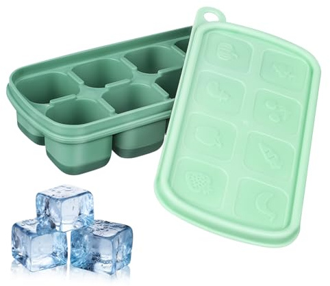 Cubitera de Silicona con Tapa Verde de 8 Compartimentos