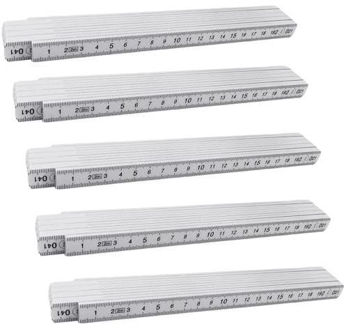5 pièces Metre pliant en Plastique 2M, Écologique metre pliant 2m avce Balance double face, Précise et facile à lire Règle en Plastique, Blanc