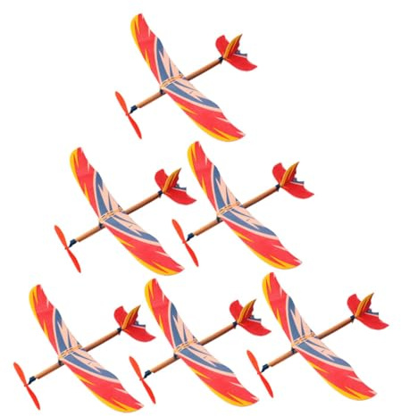 Toyvian 6pcs DIY Rubber Band Powered Airplane Educational Handmade Glider Planes for Boys Creative Outdoor Play and Home Decoration