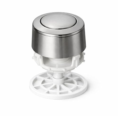 Pulsador cisterna universal descarga simple para WC, Recambio para cisternas, Pulsador de inodoro, Descarga única, Acabado cromado, Diámetro de 36 mm FLUVIA