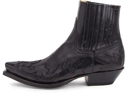 Cowboystövlar män herrstövlar handgjorda kilstövlar för män western cowboy unisex läderskor slitstarka, Svart, 45 EU
