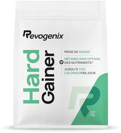 Hard Gainer | Caséine Micellaire & Maltodextrine | Prise de Masse Musculaire | Poudre Hypercalorique Glucides & Protéines | Chrome & Vitamine B | Protéine Musculation | 2kg Saveur Fraise | Revogenix
