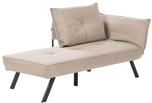 Beliani Chaiselongue Stoff beige rechtsseitig Schlaffunktion wasserabweisend Rocamadour