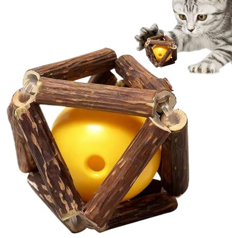 Tuggleksak för inomhus – naturligt trä bitsäker lugnande, kattunge tuggleksak för tandning | för små, medelstora, raser, balkong, , trädgård, camping, sovrum, levande