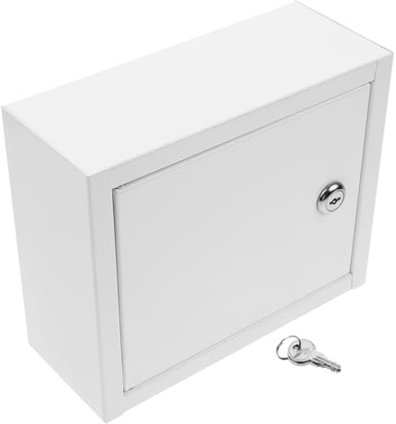 Veemoon Wall-Mounted White Iron Milk Box with Lock Rainproof Milk Storage Container for 4 Bottles Home Suitable for Outdoor Use and Breakfast Storage