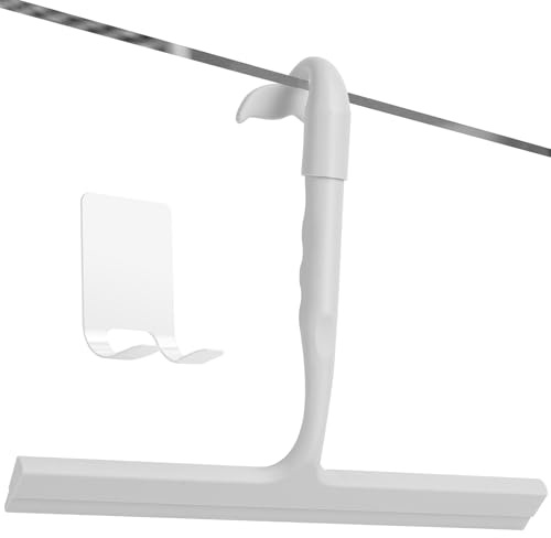 Shower Squeegee for Glass Doors, 25cm All-in-One-Piece Silicone Squeegee with Built-in Hook,Streak-Free Cleaning for Shower Doors, Tiles,Mirrors,Windows,Ergonomic Non-Slip Grip,Easy Hanging,Grey
