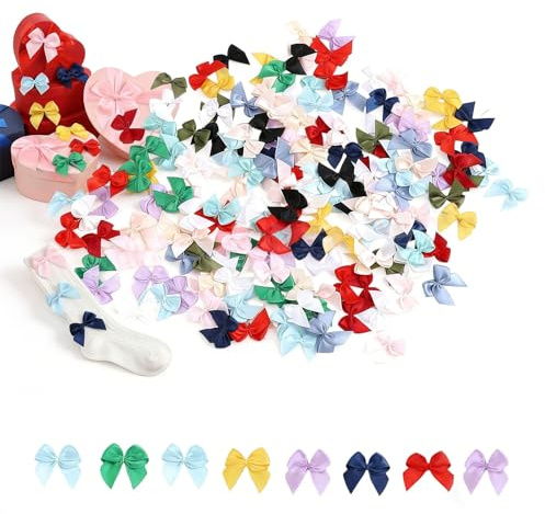 Ztolbriy Fiocchi regalo, 100 pezzi, mini fiocchi decorativi, autoadesivi, piccoli fiocchi di raso per cucito, matrimonio, biglietti, regalo, multicolore