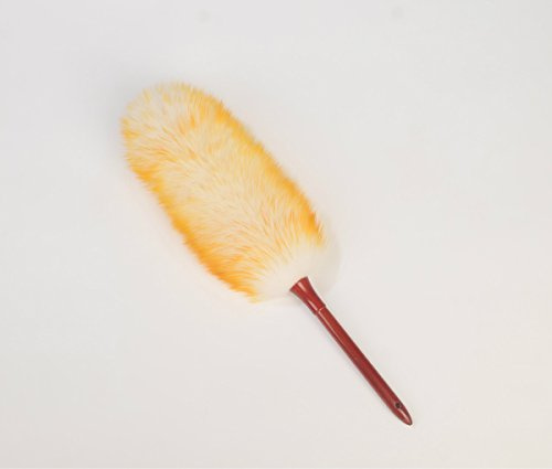 Monba Lammfell Duster mit Griff, flexible, Good Grips Staub Collector und Staub Reiniger, antistatisch, Staubwedeln aus massivem Holz für Zuhause, Büro und Auto gelb