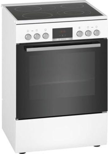 Bosch HKR39C220 Série 4 Cuisinière électrique, 60 cm de large, EcoClean Direct, aide au nettoyage, cuisson à air chaud 3D sur 3 niveaux, contrôle d'affichage LED, zone de cuisson extensible pour