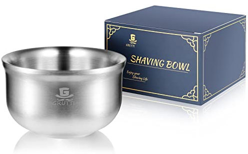 GRUTTI Scodella per Rasatura 10.5 cm, Inox 304 Isolamento Termico a Tre Strati, Schiuma Rapida Base Antiscivolo, Per Uomini Rasatura a Dalla