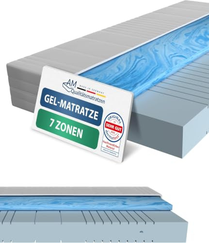 AM Qualitätsmatratzen 7 Zonen Gelmatratze 160x200 H3 - Made in Germany - Oeko TEX zertifizierte Memory Schaum Matratze 160x200-20 cm Hoch - Hybridschaummatratze 160x200 H3 mit 4cm Gelauflage