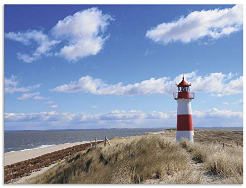 ARTland Wanddeko Wandbild Alu Verbundplatte für Innen & Outdoor Bild 60x45 cm Strand Meer Maritim Küste Leuchtturm Sylt Nordsee Düne Himmel T9ML