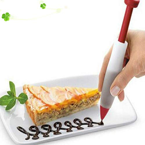 Zonfer 1pc Cucina Decora Penna, Crema Pasticcera Biscotto Cioccolato Riutilizzabile Siringa Penna, Torta Penna Scrivere per Pranzo, Strumenti Silicone Icing Piping Ugello Cucina (Colore Casuale)