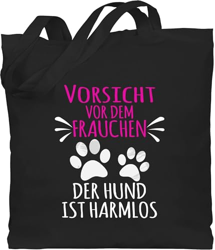 Shirtracer - Baumwolltasche - Geschenk für Hundebesitzer - Vorsicht vor dem Frauchen - Pfotenabdrücke - weiß