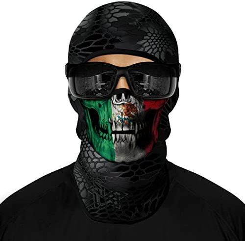 ShopINess 3D döskalle design dödskalle balaclava för vuxna, unisex, bikers, idrottare och utomhusaktiviteter, festivaler och halloween dödskalle, flerfärgad, En Storlek