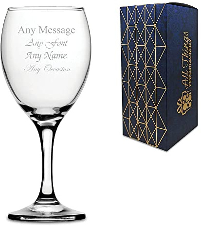 Personalised Engraved Imperial 16oz Wine Glass, Gift Boxed, Personalise with Any Message for Any Occasion