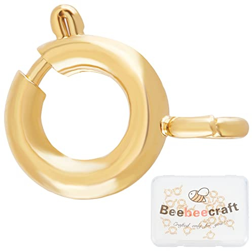 Beebeecraft 1 scatola 20 pezzi Fermagli A Molla Anello A Molla Placcato Oro 18K Fermagli Rotondi 7 mm per Risultati di Creazione di Gioielli