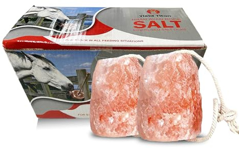 Yield Titan Himalayan Lick Animal Salt Block on Rope (Pack of 2) (Approx. 9 lbs) 100% Natural and Organic for Horses/Deer/Livestock- Free of Harmeful Chemicals