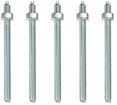 Isolbau Barres d'ancrage M16 x 260 mm - Lot de 5 tiges filetées galvanisées avec écrou et rondelle - Pour charges lourdes