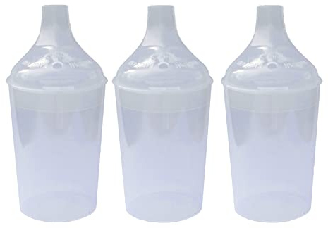 Lizzyoftheflowers 3 Pack - Clear Wide Spout Feeding Beakers with Graduated Measurements and Controllable Flow Lid - Autoclavable, Microwave Safe and Spill-Proof