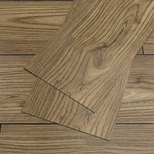 VEELIKE Vinylboden Selbstklebend Fliesenaufkleber Holzoptik Braun Vintage PVC Bodenbelag Fliesenoptik Klebefliesen Boden Bad Bodenfliesen Küche Wasserfest PVC Fliesen Garage 90cm×15cm 36 Stück